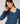 Pull encolure asymétrique en laine mérinos - Bleu Denim