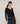 Pull encolure asymétrique en laine mérinos - Bleu Marine